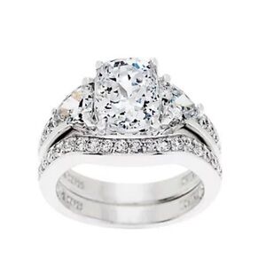 Diamonique Cz 2 ct Diamond Wedding Ring Set Size 6